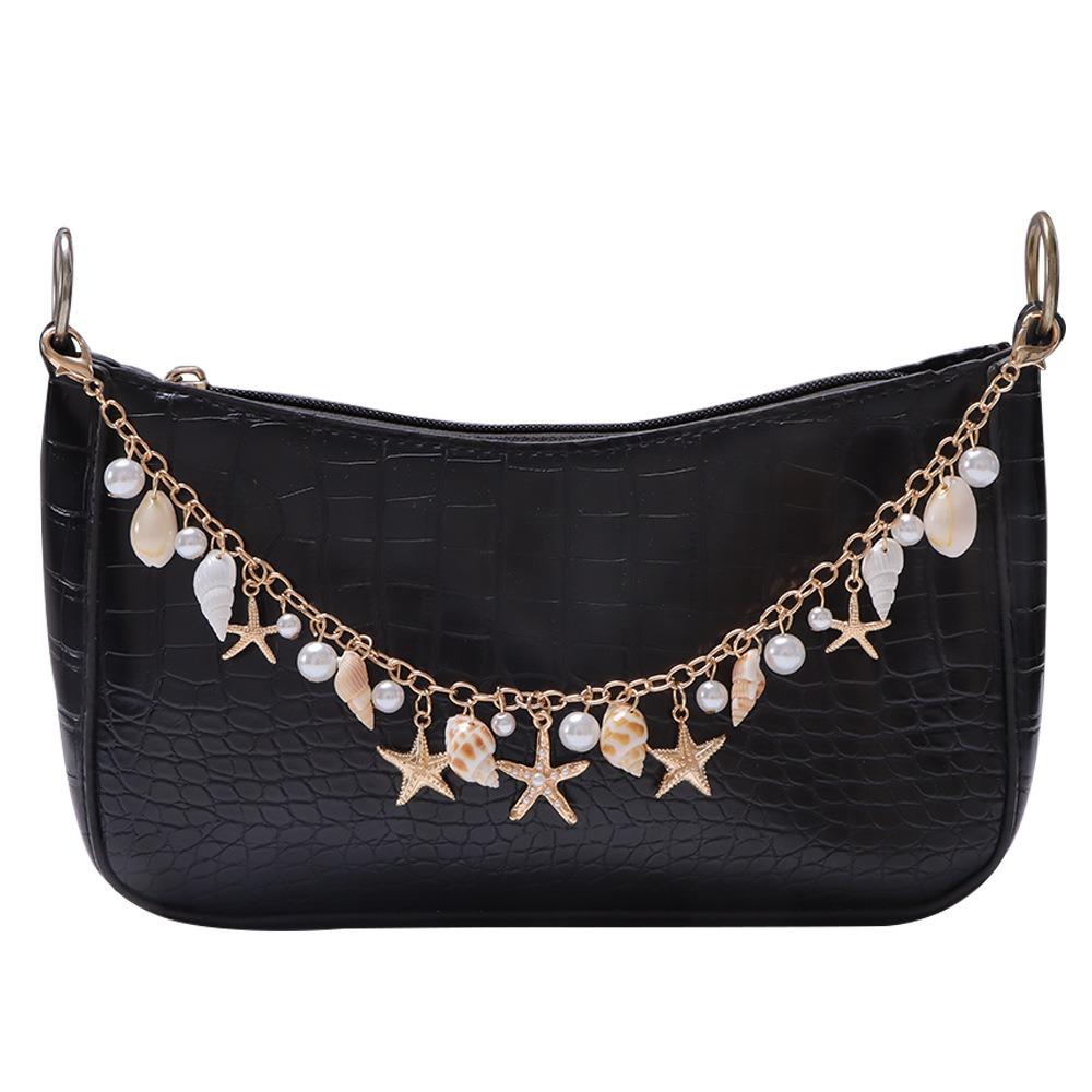 

Metal Chain Bag Charms Accessory Lanyard Bag Chain Starfish Conch Pearl Bag Pendant Backpack Style 1