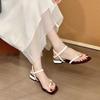 Fashion Low-heeled Transparent One-word Rhinestone Toe Fashion Sandals Women's Summer Beauty Is Not Tired Feet Versatile Roman Shoes