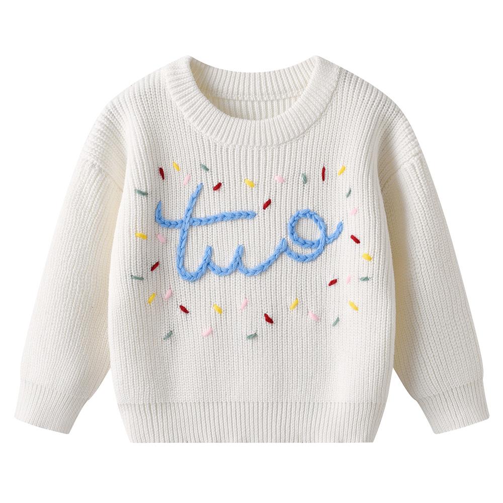Autumn and Winter Hand-embroidered Colorful Baby and Infant Base Knitted Sweater Children's Sweater