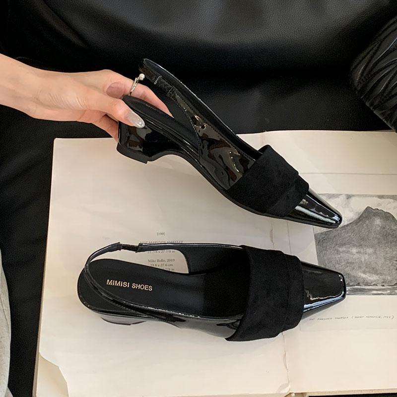 Fashion 2025 New  Elegant Women Heeled Sandals Shoes Female Slip On Footwear Shallow Fashion Pointed Toe Ladies Low Heel Sandals Shoes