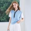 Baitu Women's Faux Two-Piece Short Sleeve Knit Top