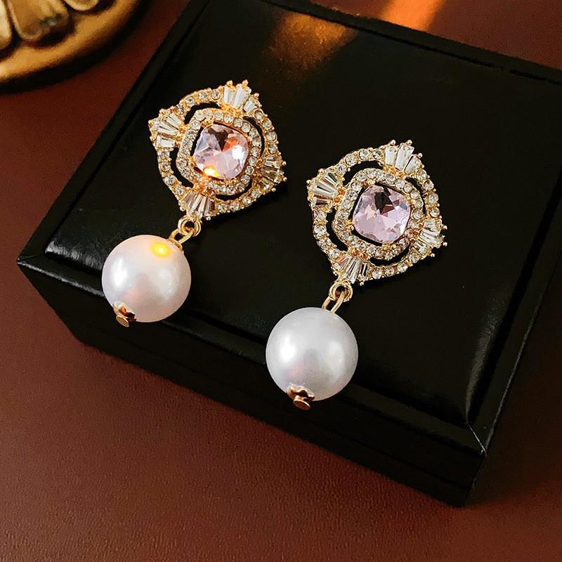 Cercei Medievali Vintage Argintiu Ac Picurând Ulei Romb Cercei Retro Stil Curte Cercei Exquiși Cercei Lux Light High-end