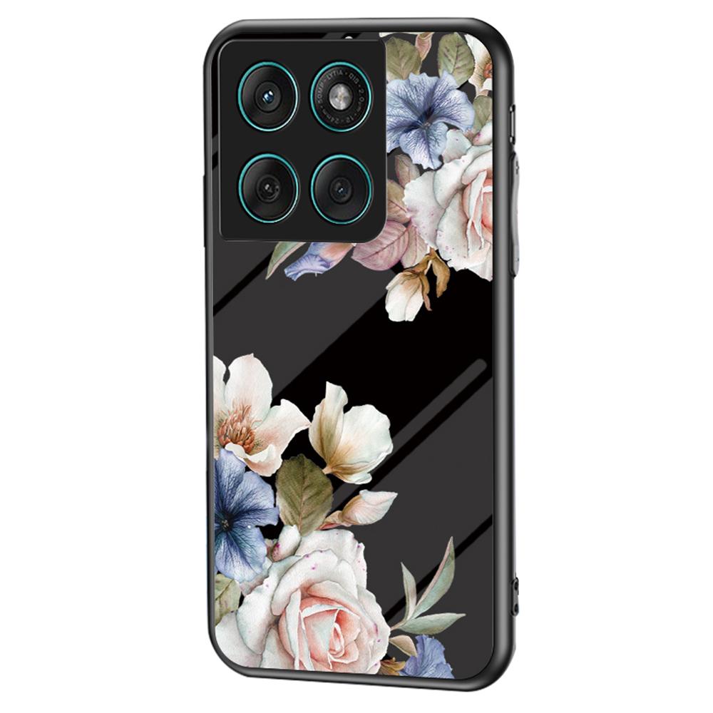 For Motorola Edge 60 Fusion 5G/Edge 60 5G Case Floral Pattern TPU+Tempered Glass Protective Phone Cover