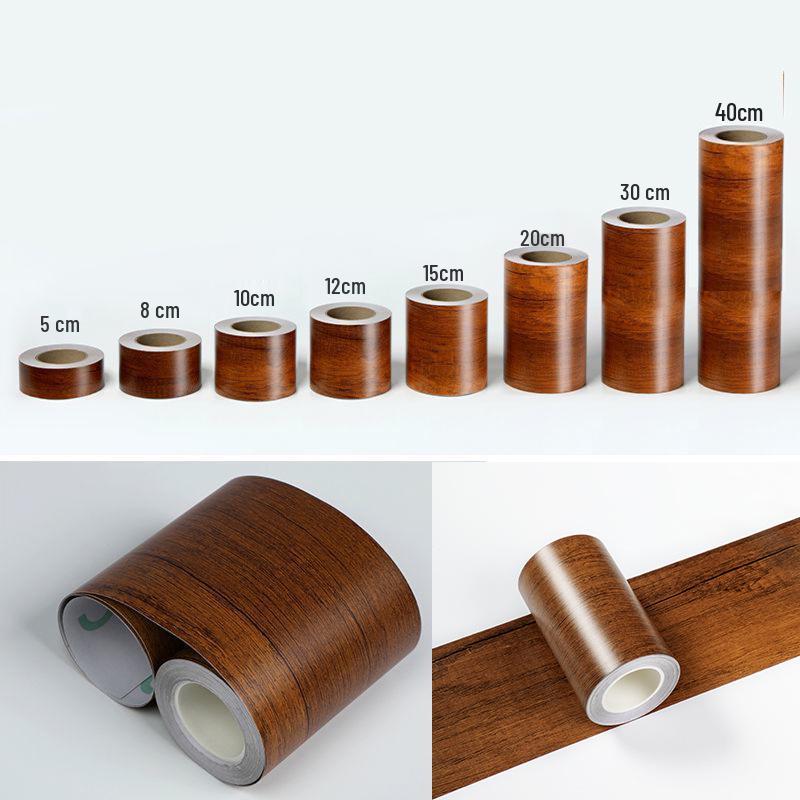 Wood Grain Self-Adhesive Veneer: 10m Decorative Strip for Covering Blemishes and Holes On Floors, Doors, and Furniture.