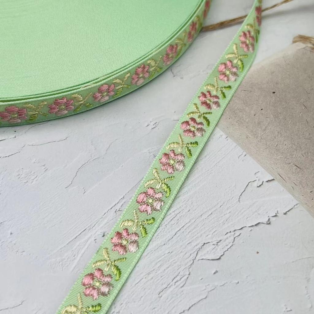 1.2Cm Ethnic Style Small Flower Jacquard Webbing Festival Decorative Ribbon Jewelry Clothing Luggage Accessories