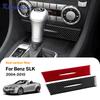 Mercedes Benz SLK R171 2004 2005 2006 2007 2008 2009 2010 için Araç Klima Saklama Alt Panel Gerçek Yumuşak Karbon Fiber Kaplama Çıkartma