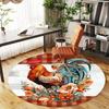 1pc Rooster Flowers Round Chair Mat Office Area Rug - Non-Slip, Floor Mat for Office, Bedroom, Ideal Home Decor Gift C0112049