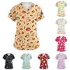 Haut de travail pour femme à col en V et manches courtes avec poches, imprimé animal, chemise médicale pour professionnels de la santé, coupe confortable