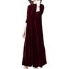Plus Size Elegant Golden Velvet Knee-Length Dress for Women - Spring & Autumn Style