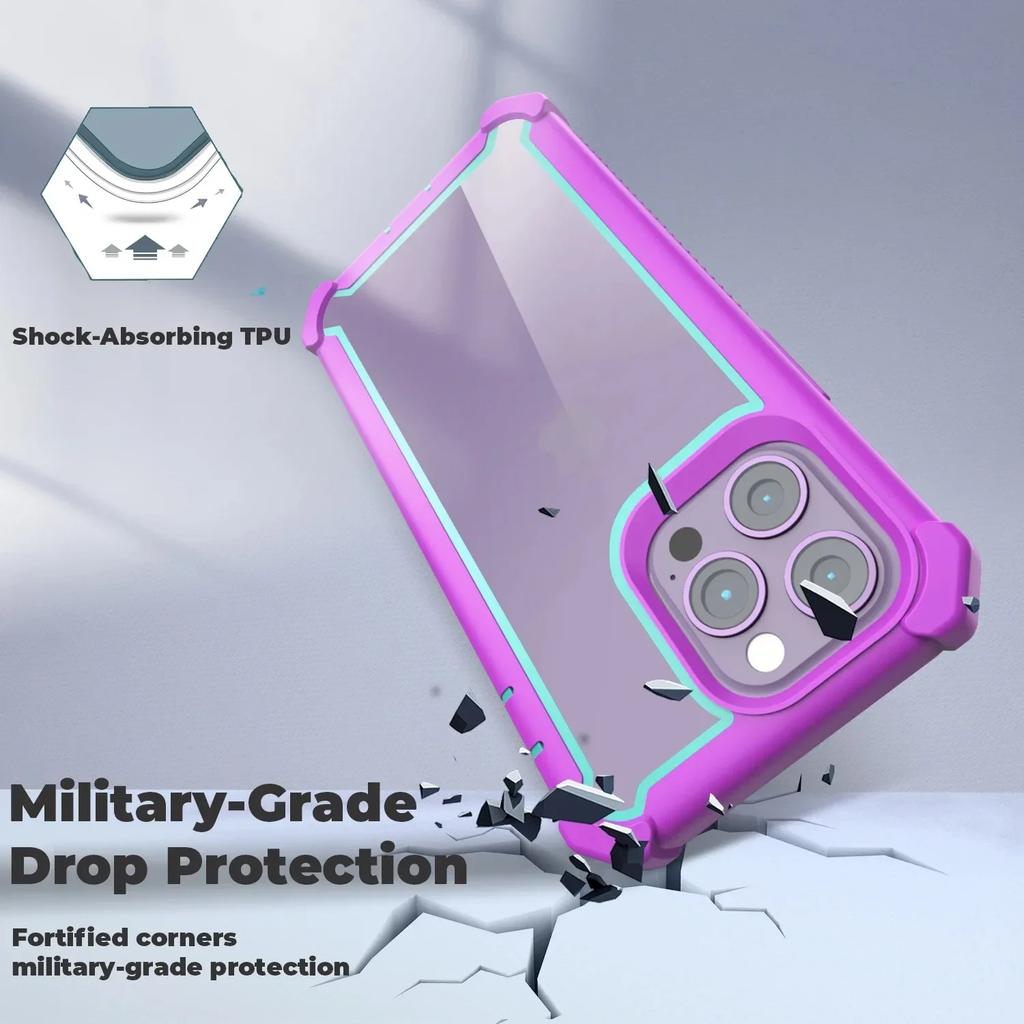 Case for IPhone 17 Air 16 13 12 14 15 Pro Max Plus 2 IN 1 Transparent Rugged Shockproof Armor Soft TPU Frame Hybrid Bumper Cover