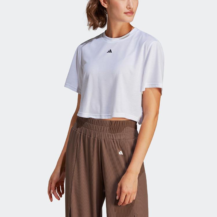 adidas Crop Tops Women's White Crew Neck Moderate IB8564