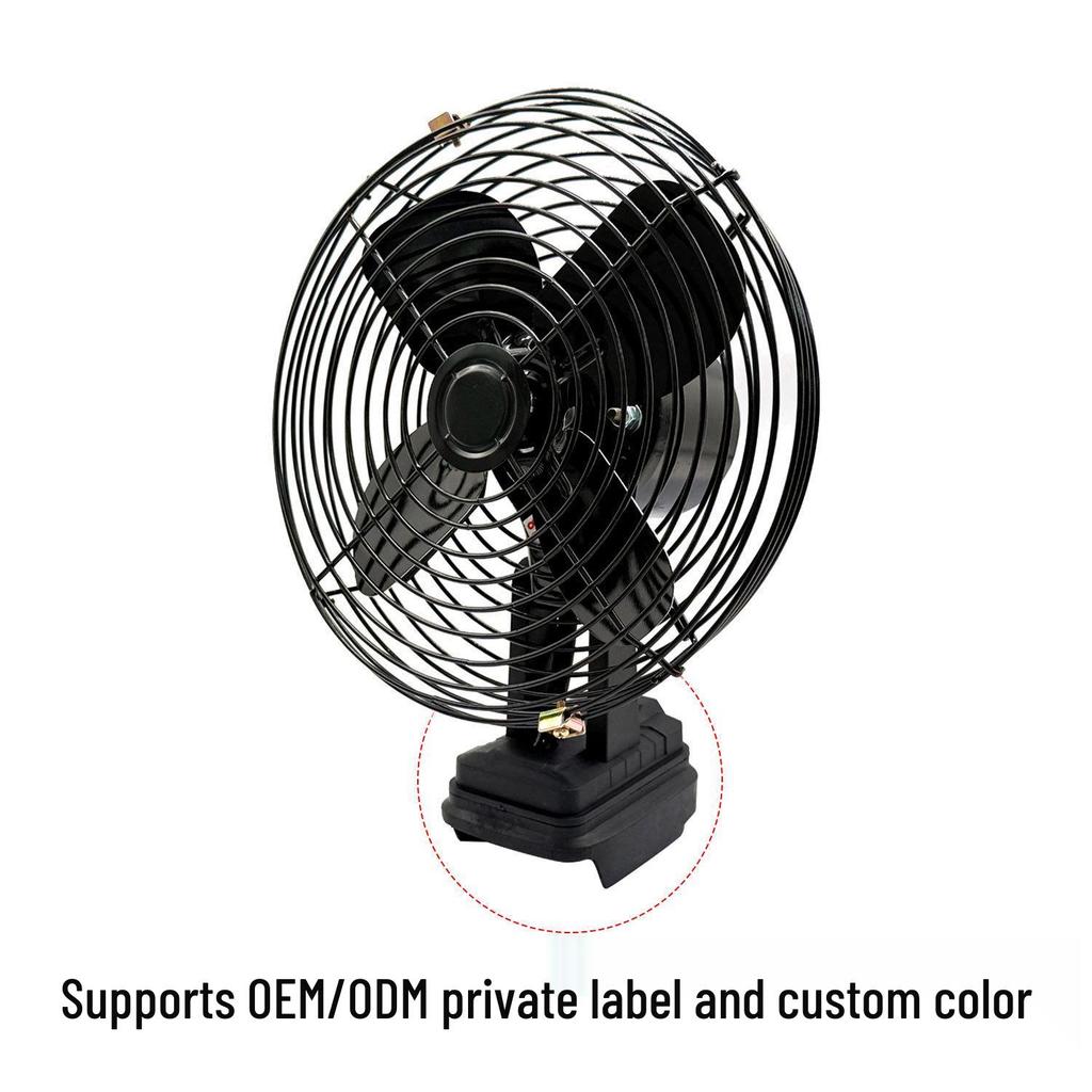 Makita-Style 8" Dual Function AC/DC Iron Fan, 220V, Compatible with 21V Battery Series 15.