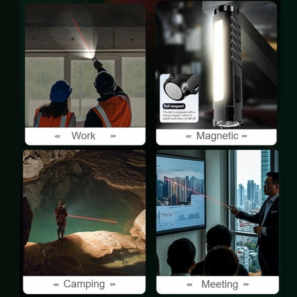 Wiederaufladbare Magnetische Taschenlampe mit RGB-Licht & Infrarotlaser, Taschenlampe aus Aluminiumlegierung für Arbeit, Reparatur & Outdoor-Einsatz