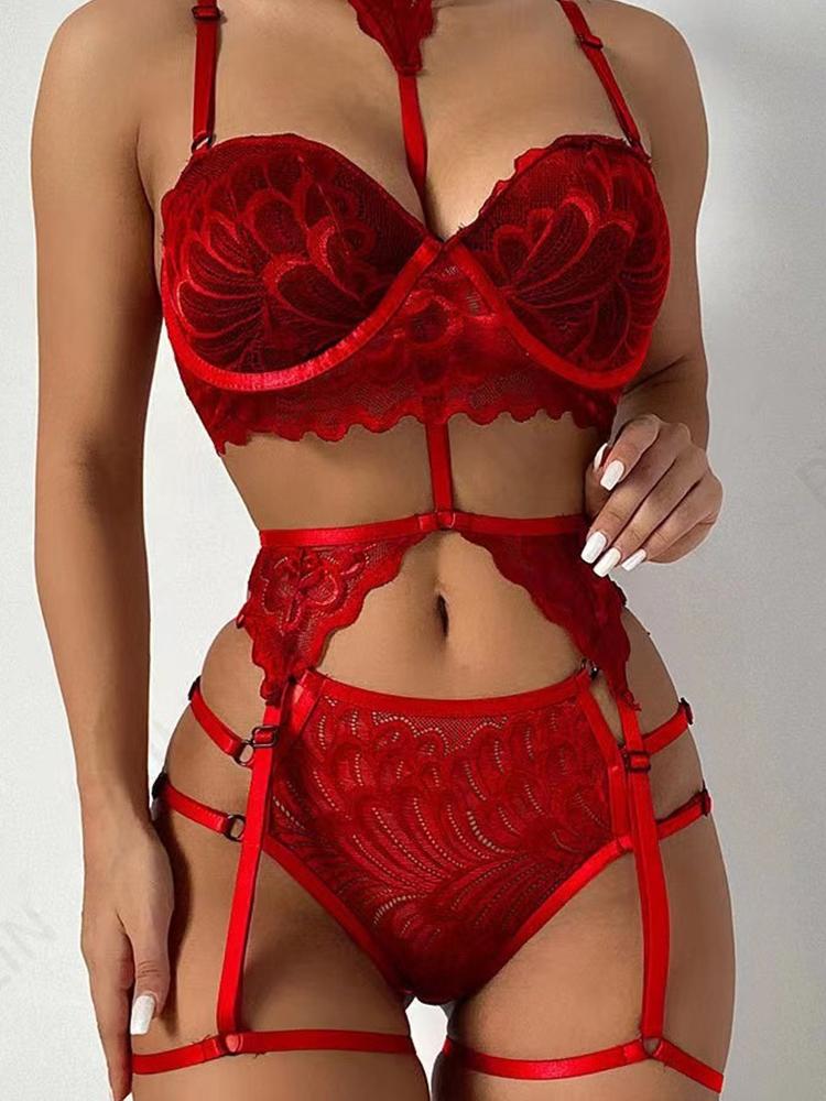 Sexy Lace Bodysuit with Soft Steel Ring Large Size Intimate Underwear Set for Private Occasions