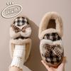 Cotton slippers new autumn and winter cotton shoes velvet warm soft-soled confinement shoes Japanese bow cotton shoes