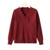 2025 New Style Red Winter Base Layer Top for Middle-Aged Women - Thickened Knitted Sweater