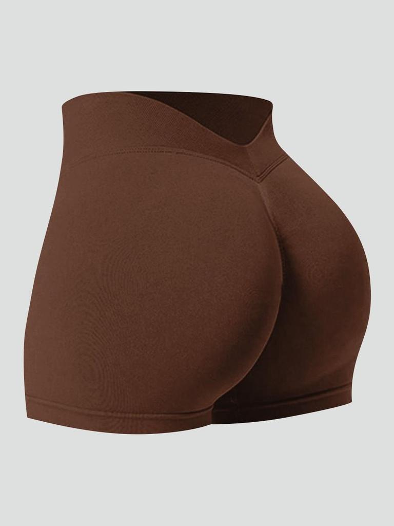 Pantaloncini da Yoga Senza Cuciture a Vita a V da Donna - Controllo Pancia, Asciugatura Rapida, Costolati, Sollevamento Glutei Pantaloni Fitness