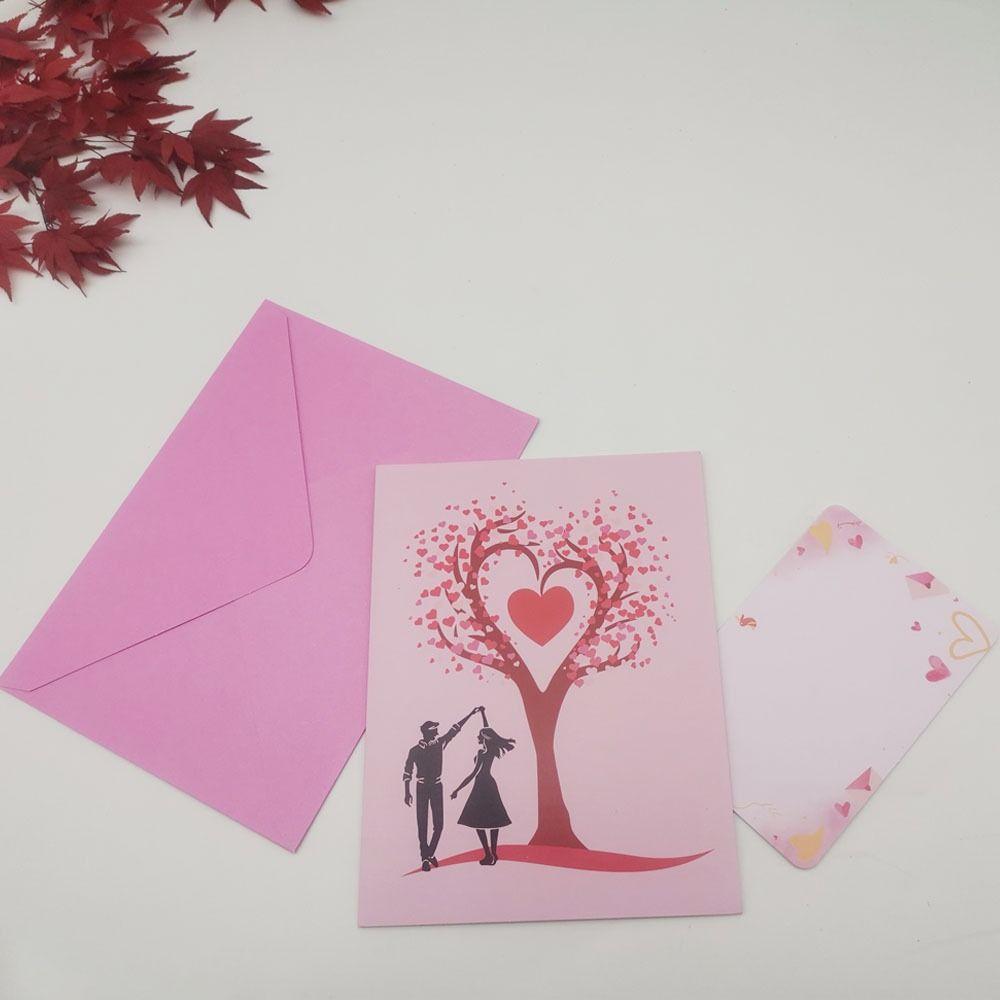 Elegant 3D Heart Tree Greeting Card Paper Sculpture Wedding Blessing Card  Party Accessories