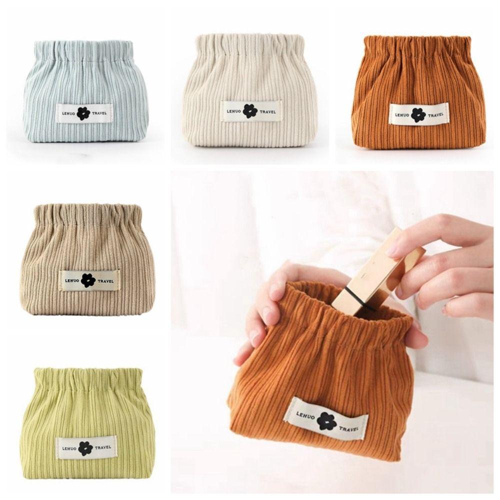 Corduroy Mini Cosmetic Bag Makeup Bag Leaf Spring Bag Portable Lipstick Storage Bag  Travel