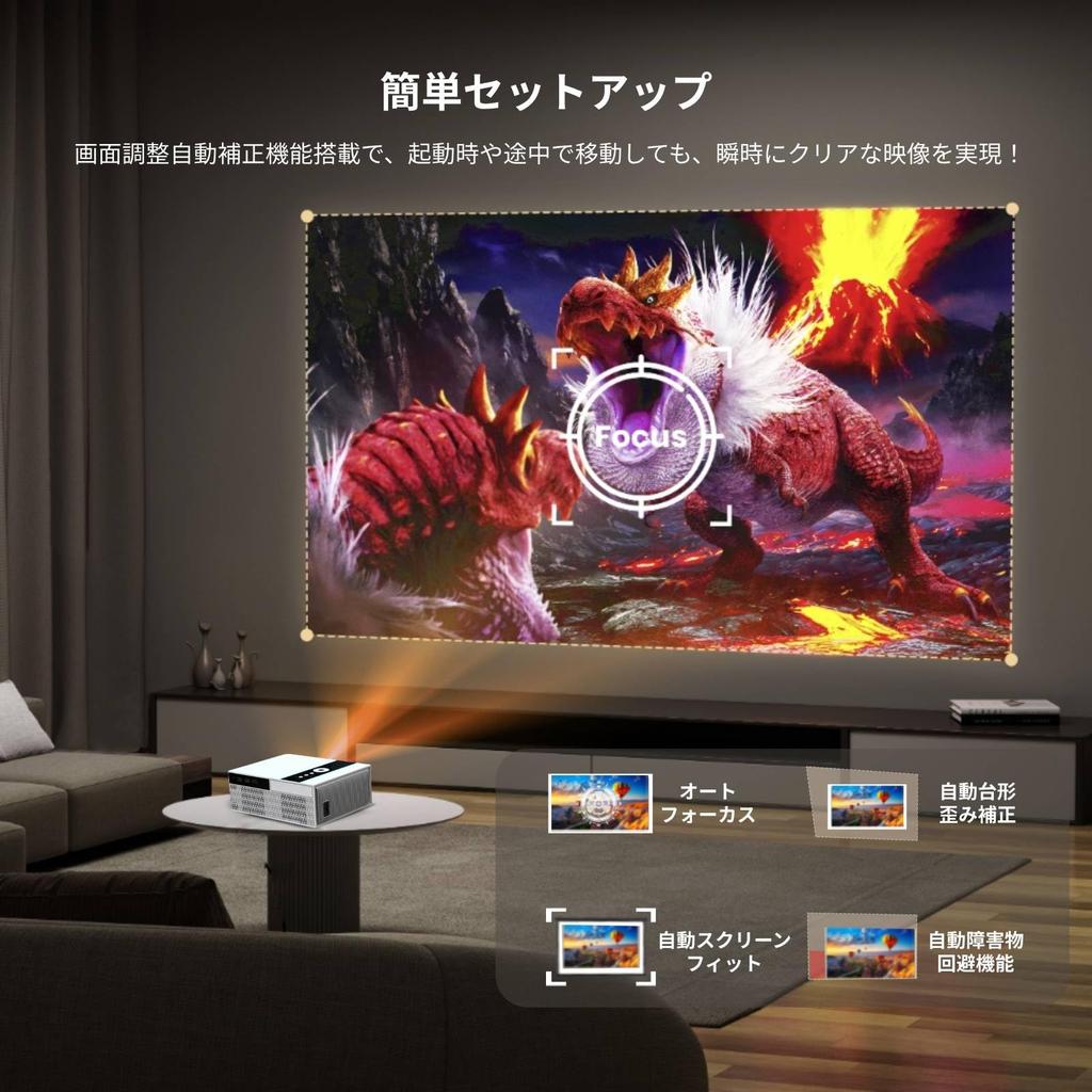 Officially Licensed by Equipped with AI Technology and Android 4K Projector for Home and Business DoIby True 1080P WiFi Bluetooth Auto Auto Keystone