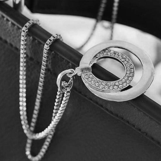 Damenmode Doppelkreise Strassbesetzt Lange Kette Halskette Schmuck Geschenk