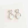 Women's White Heart Cubic Simple Earrings