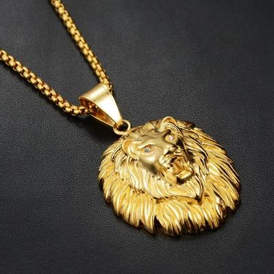 Nowy Styl Zwierzęcy Długie Włosy Lew Głowa Wisiorek Naszyjnik dla Mężczyzn Moda Przesuwany Zwierzęcy Wiszący Naszyjnik Łańcuszki na Szyję Akcesoria