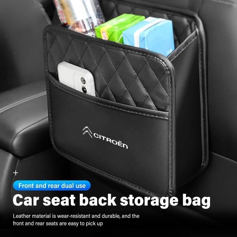 Leather Car Tissue Storage Box Seat Back Paper Water Cup Bag For Citroen Jumper Celysee Cactus Picasso Aircross Saxo Grand aiu256