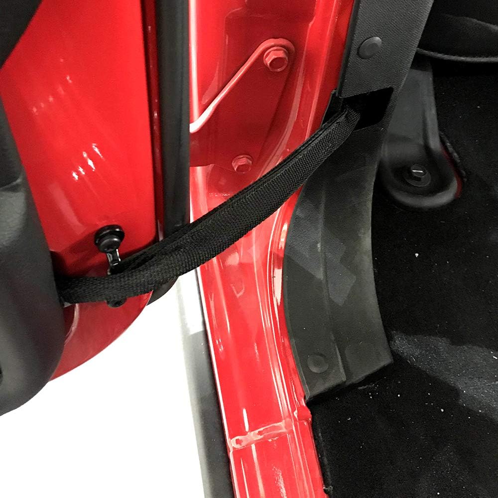 VOFONO 2 Pcs Updated Heavy Duty Strong Adjustable Door Limiting Check Strap with Zipper Fit for 2000 To 2018 Jeep Wrangler Tj Jk Jl Black