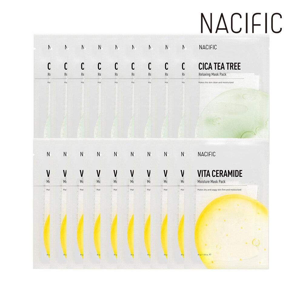 NACIFIC Mask Pack Cica Tea Tree Relaxing X10 + Vita Ceramide Moisture X10