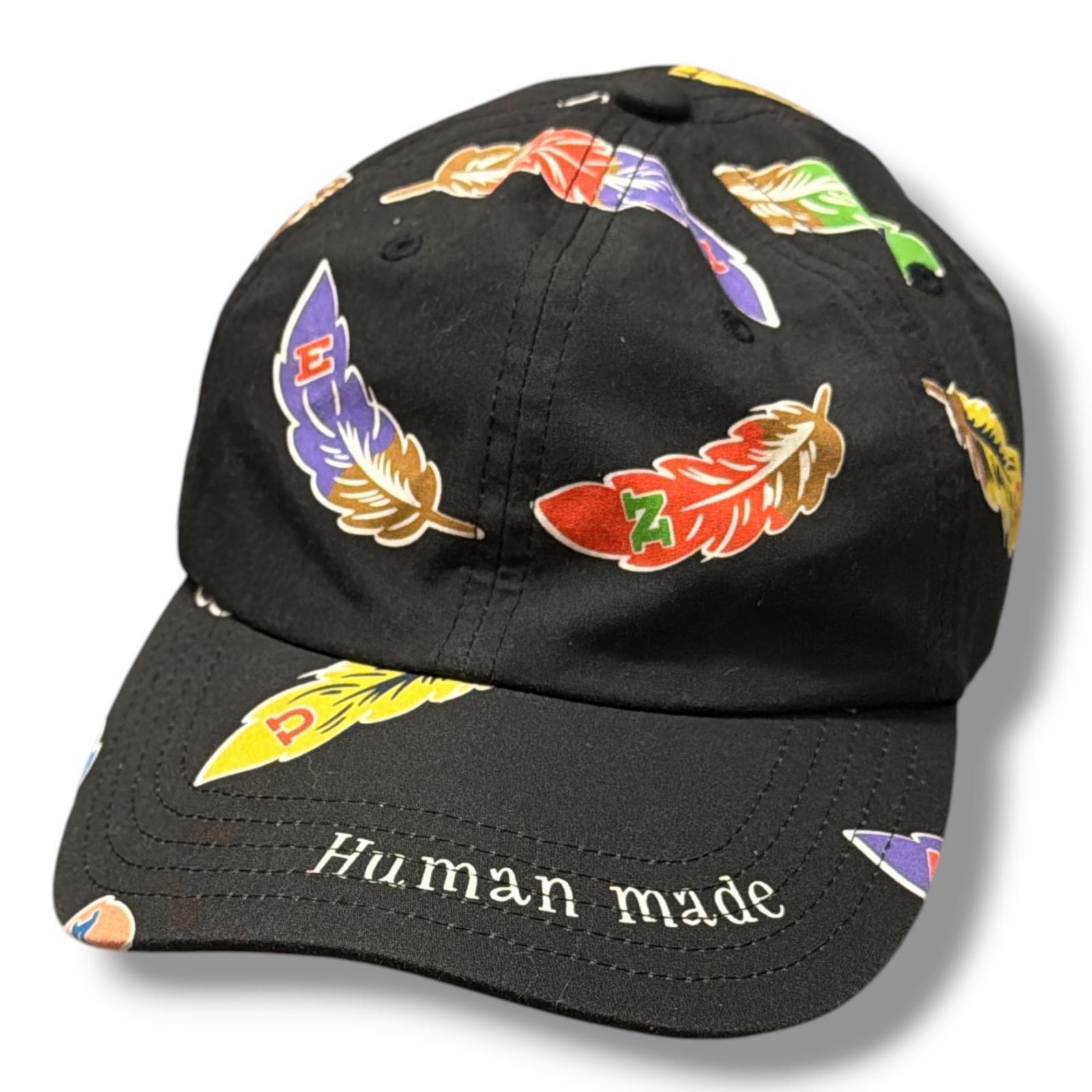 Used HUMAN MADE Feather Print Cap Baseball Cap Hat Human Made Black O/S (84573A)