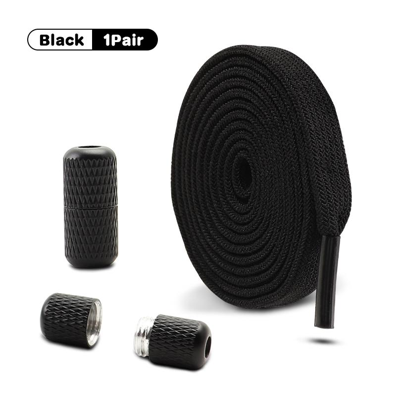 1 Pair 8mm Width Elastic Laces for Sneakers No-Tie Flats Quick-On/Off Shoelace Accessory for Children & Adults