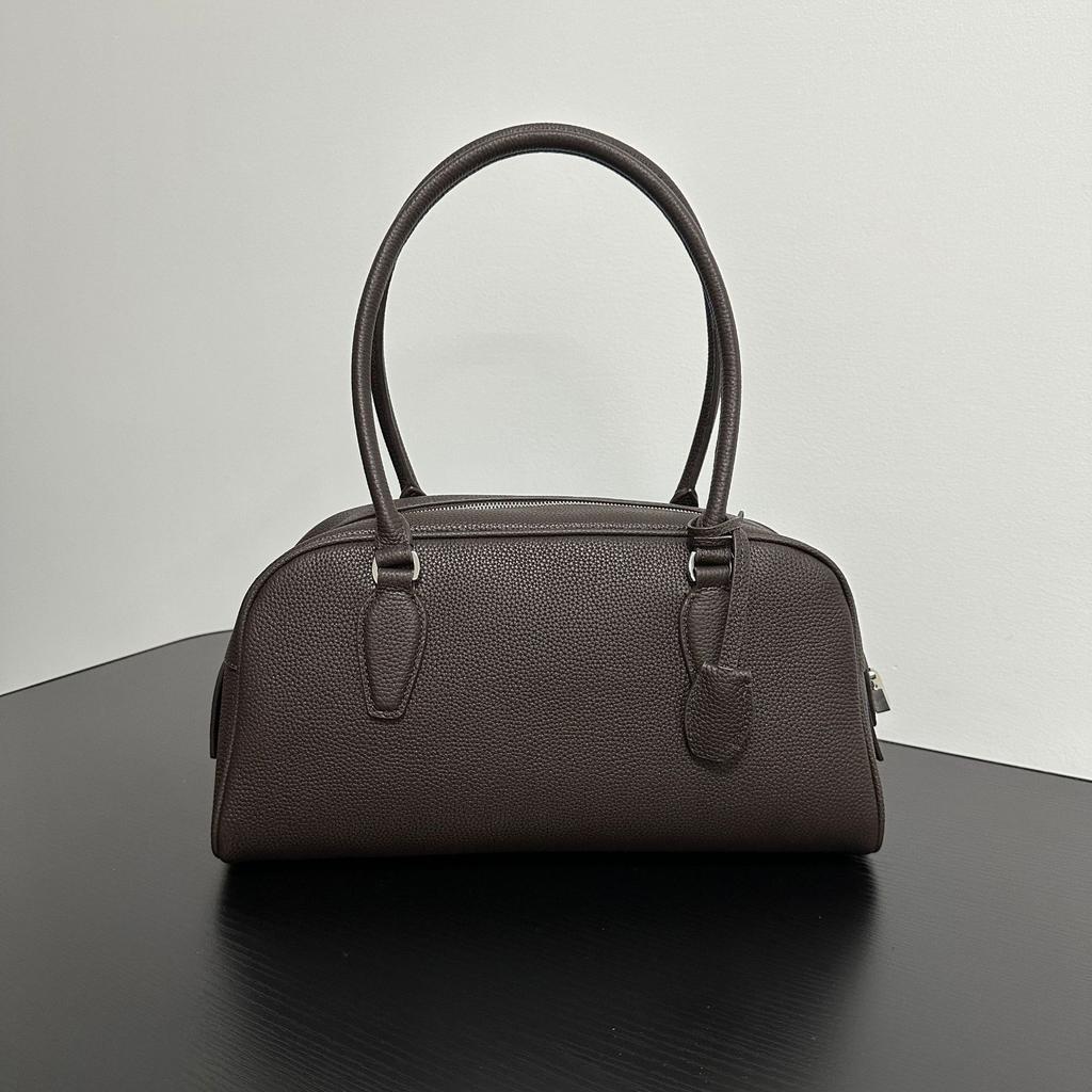 New top-layer cowhide underarm pillow bag one-shoulder casual zipper bowling women's bag old money style minimalist bag