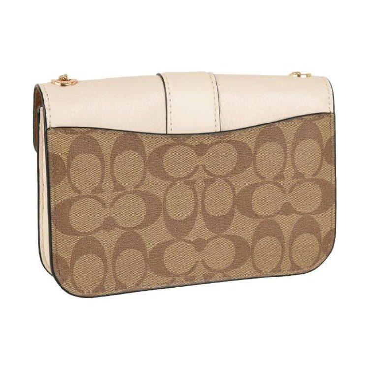 Coach Georgie Coated Canvas With Leather Shoulder Bag, Crossbody Bag Small Women's Milk White & Brown Monogram 7287-IMDJ8