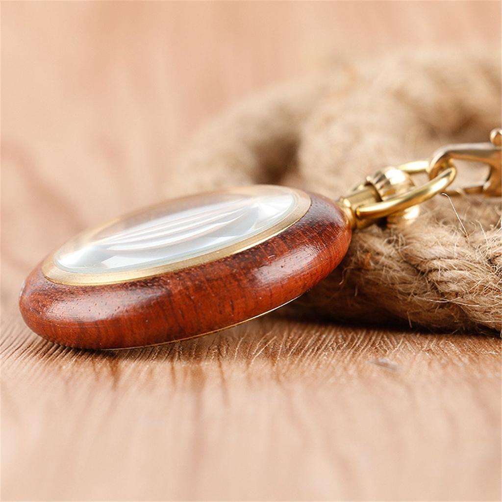 TREEWETO Orologio da Tasca Meccanico in Legno con Numeri Romani a Faccia Aperta Orologio da Taschino Uomo Donna Signora