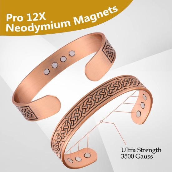 Yousheng Men Magnet Bracelet Opening Adjustable Circumference Positive Energy Retro Engraved Copper Lightweight Daily Wrist Jewelry