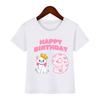 Cute Marie Cat Print Cartoon Girls Clothes 1 2 3 4 5 6 7 8 9 Years Happy Birthday Kids T Shirt Baby Boys Children T-Shirt Gift