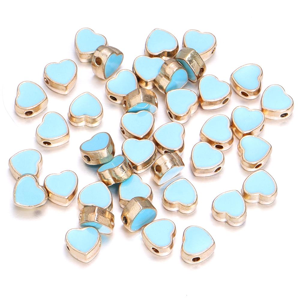 10pcs/lot 8mm Alloy Double Sided Love Heart Beads Multicolor Enamel Loose Spacer Beads For DIY Jewelry Making Necklace Bracelets