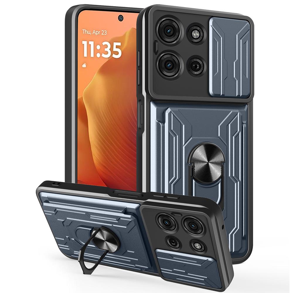 For Motorola Moto G75 5G Case PC+TPU Kickstand Phone Back Cover with Camera Slider