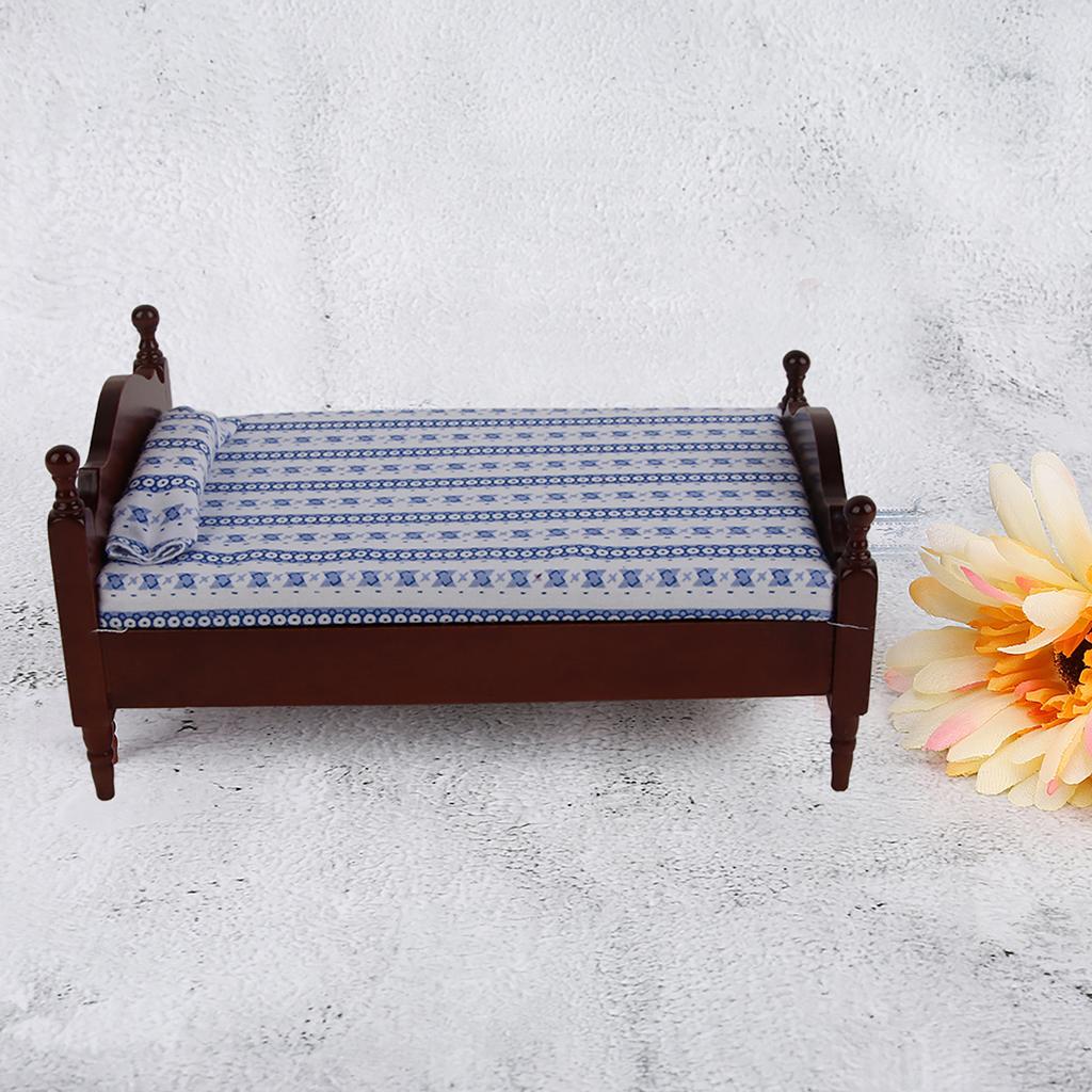 1:12   Wood Small Bed Model in Redwood Color    ature   Furniture