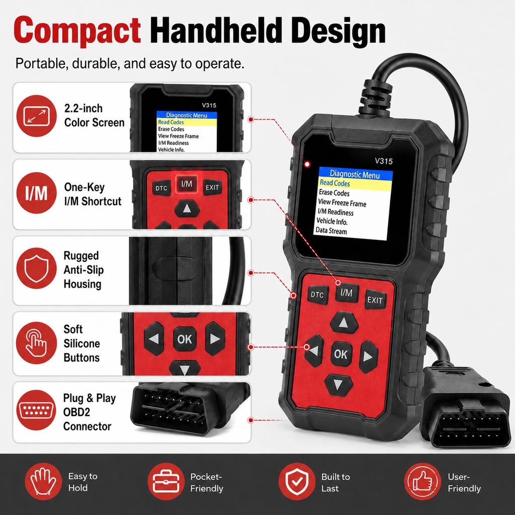 Lecteur de codes de panne OBD2 professionnel V315, lecture rapide en 10 secondes, outil de diagnostic moteur OBDII complet