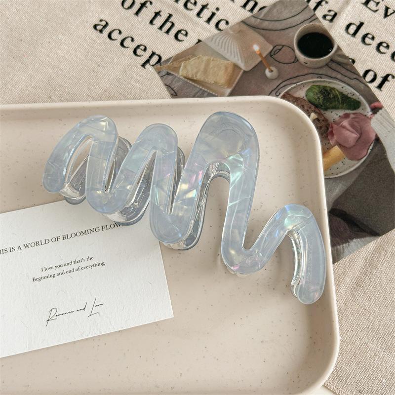 1pc Elegant Simple Wavy Claw Clip Shark Clip Imitation Acetate Hair Accessory New Mermaid Princess Clip