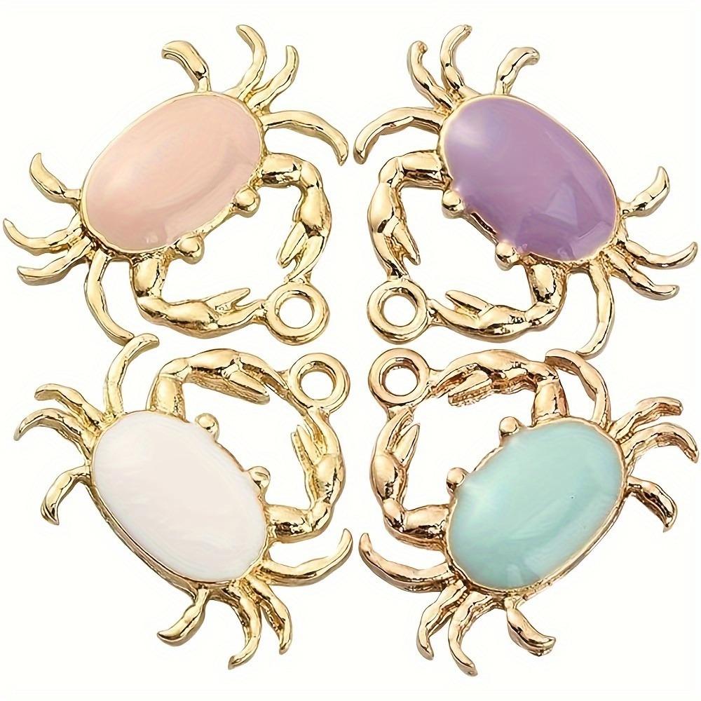5/10/20pcs Marine Animal Pendant Simple and Elegant Solid Color Crab Keychain DIY Pendant Alloy Drip Oil Necklace Bracelet Accessories