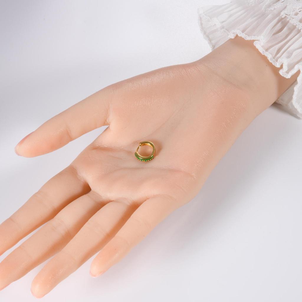 ANDYWEN 925 Sterlingsilber Gold Einzelner Zirkonia Pavé Huggies Emaille Lila Grün Kreis Damen Hochzeitsgeschenk Juwelen