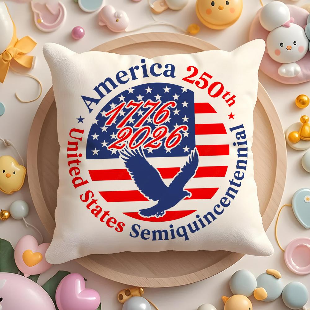 250Th Anniversary Of The Usa Cushion Cover Plush Fabric Soft Double-Sided Printed Sofa Warm Winter Home Gift Pillow Case