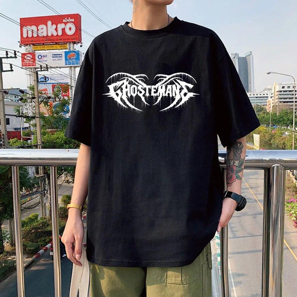 

Футболка в стиле Metal Rap Mercury с ретроградным изображением и принтом Ghostemane, футболки, черно-белая футболка с короткими рукавами, большие хлопковые футболки, топы