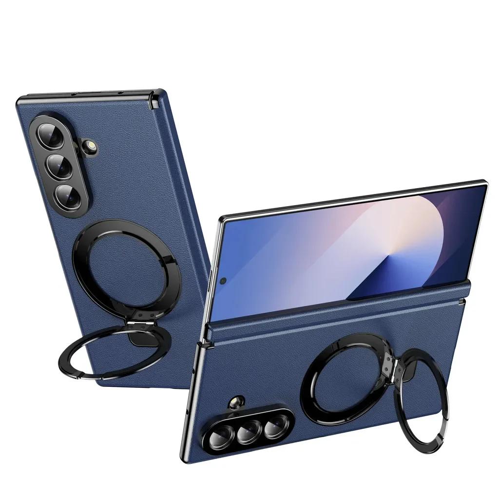 Business Magnetic Hinge Case For Samsung Galaxy Z Fold 7 6 5 4 3 360° Protection Screen Glass Magnetic Holder Cover