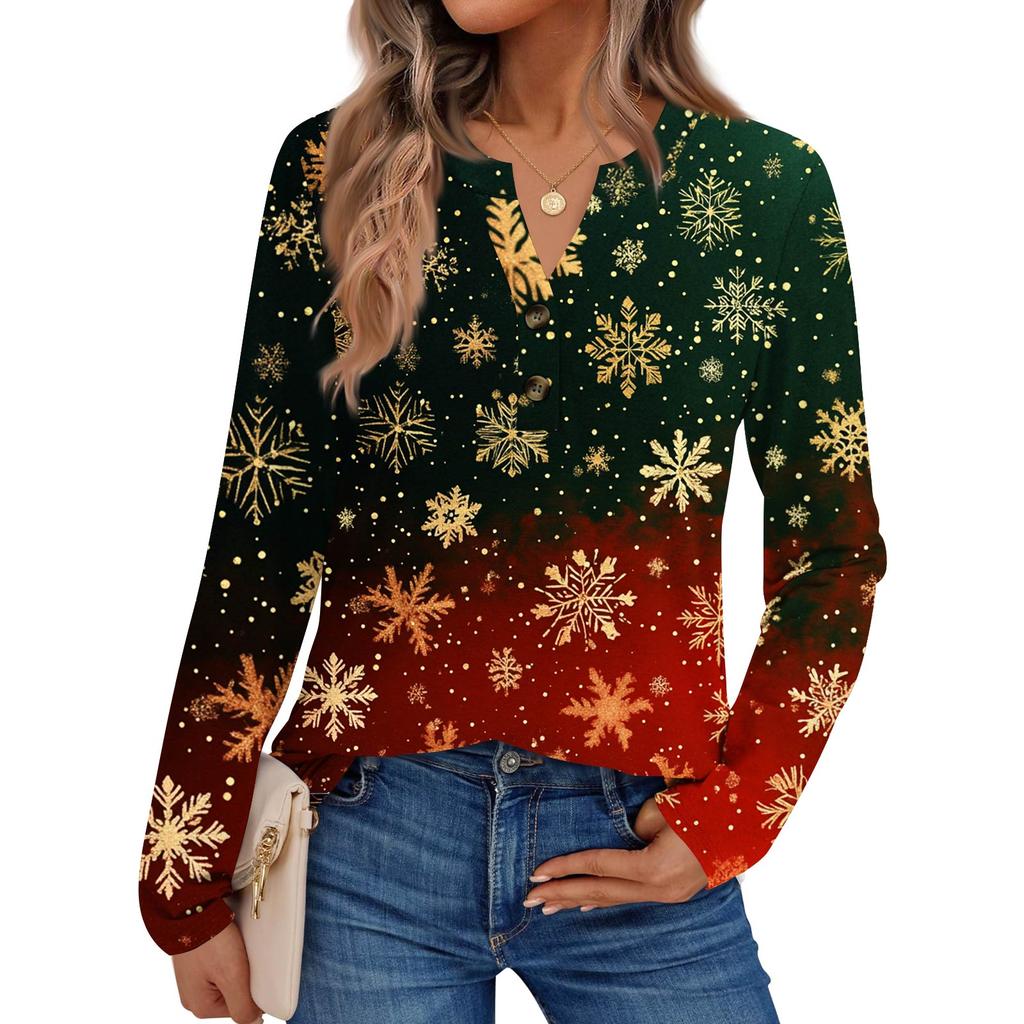 Women's Printed Long Sleeve Shirts Elegant Casual Tops Trendy Shirts Tops