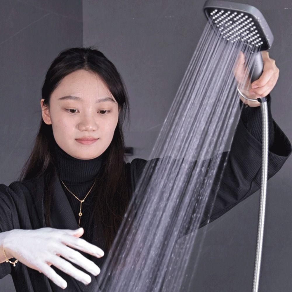 Rectangular Large Panel Pressurized Shower Head 3 Mode Rain Shower Set Barber Shop