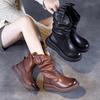 Mid-calf Leather Boots with Pleats, Stylish Women's New Shoes, Fashionable Boots